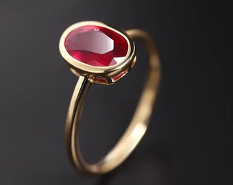 14k Gold Natural Ruby Ring / Genuine Ruby Ring Available in Gold, Rose Gold and White Gold / July Birthstone / Tiny Proposal Ring Jewelry