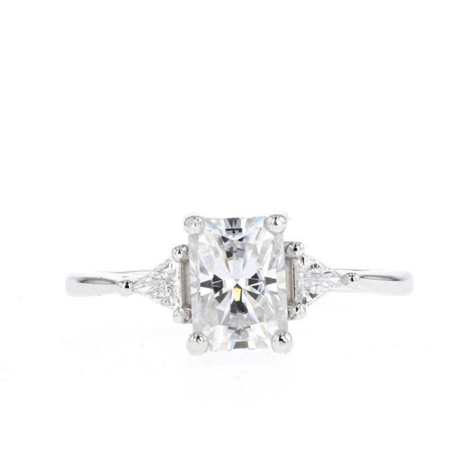 White Topaz Engagement Ring Emerald Cut 14K Rose Gold Etsy