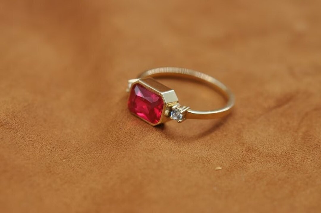 14k Gold Natural Ruby Ring / Genuine Ruby Ring Available in Gold, Rose ...