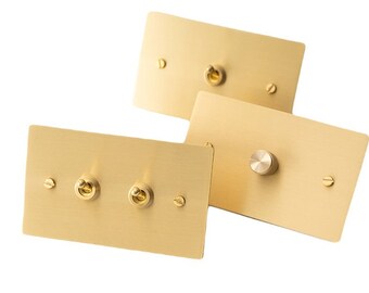 Brass Toggle Light Switch and Cover - Elegant Gold Brass Wall Plate, Luxury Decorative Switchplate for Modern Home Decor