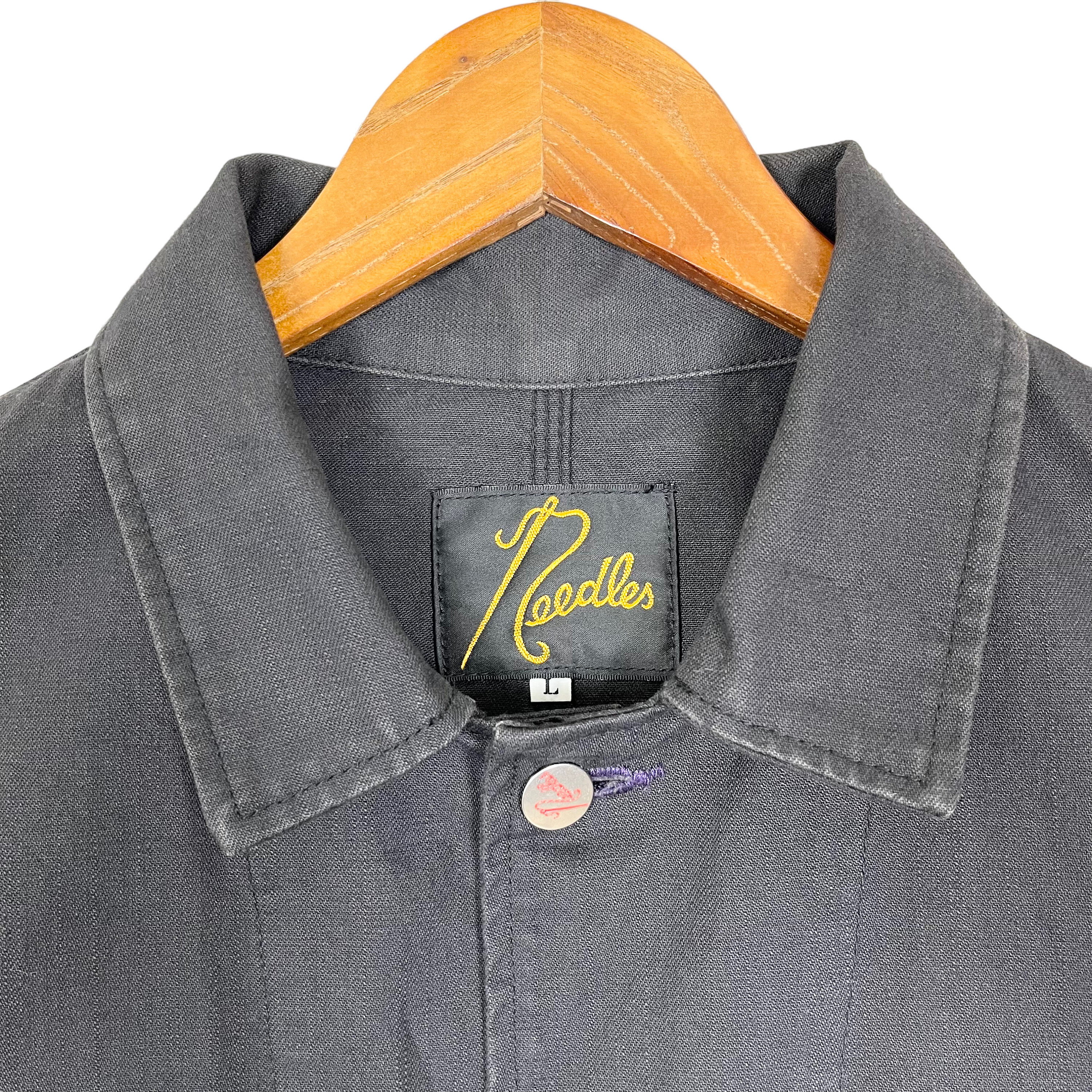 Needles Men's Chore Jacket Single Layer Cotton Black Color Size