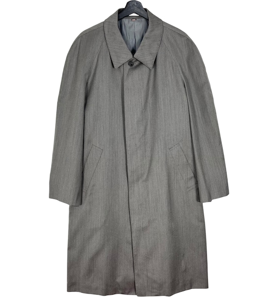 Vintage YSL Yves Saint Laurent Pour Homme Men's Trench Coat Gray