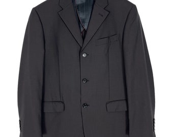 Sacsny Y’saccs by Yohji Yamamoto Damen-Blazerjacke, Mikrostreifen, Schwarz, Größe M, hergestellt in China