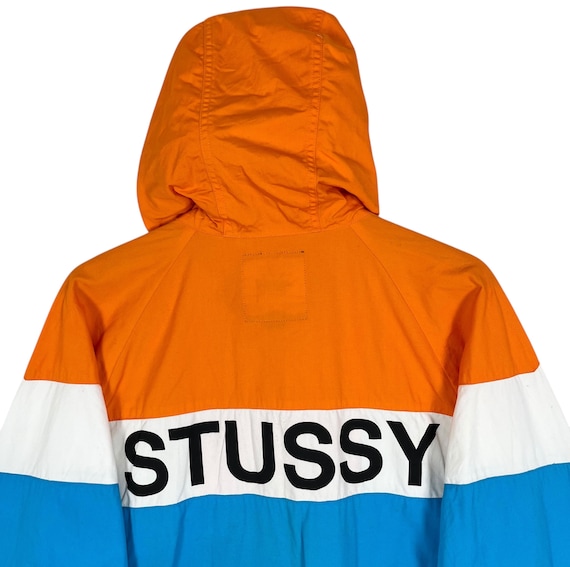 Stussy Colorblock Zipper Hoodie Light Jacket Spell Out Logo Single