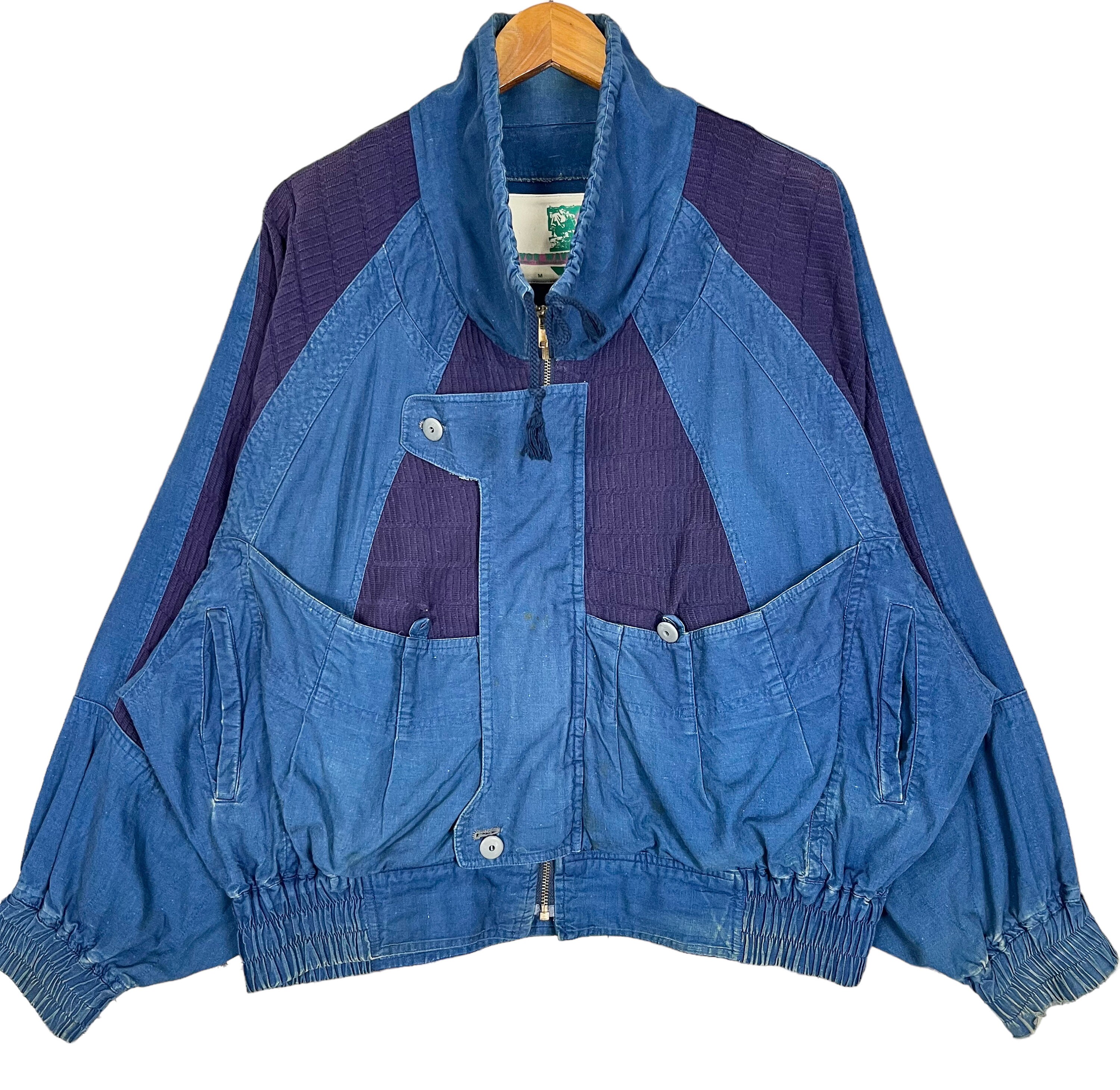 Vintage Dovor Wave Zipper Designer Jacket Blue Purple Color Size
