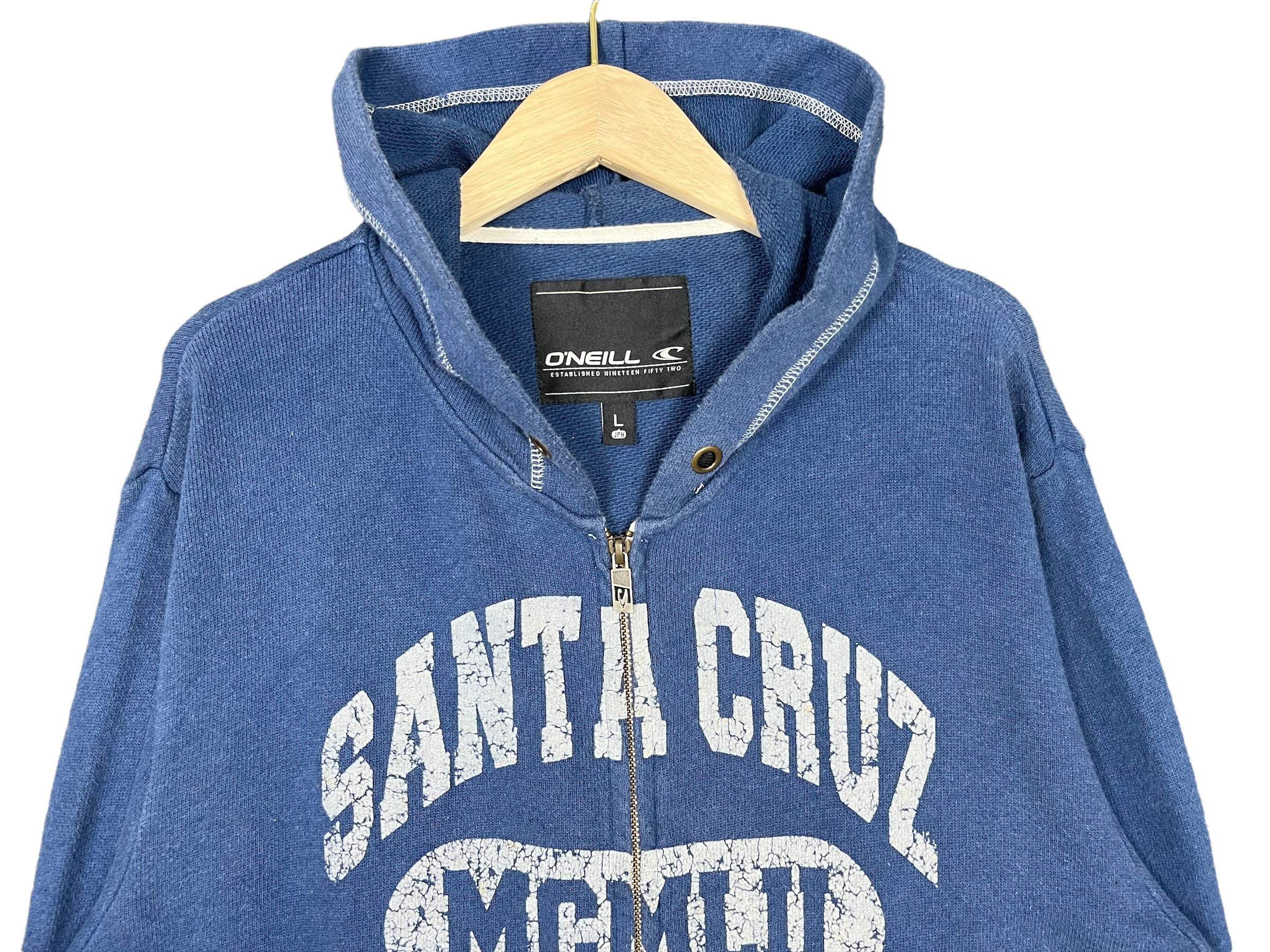 90s O'NEILL/SANTA CRUZ プルオーバーフーディ/L Oneill Santa Cruz California Zipper Hoodie Light Jacket Blue
