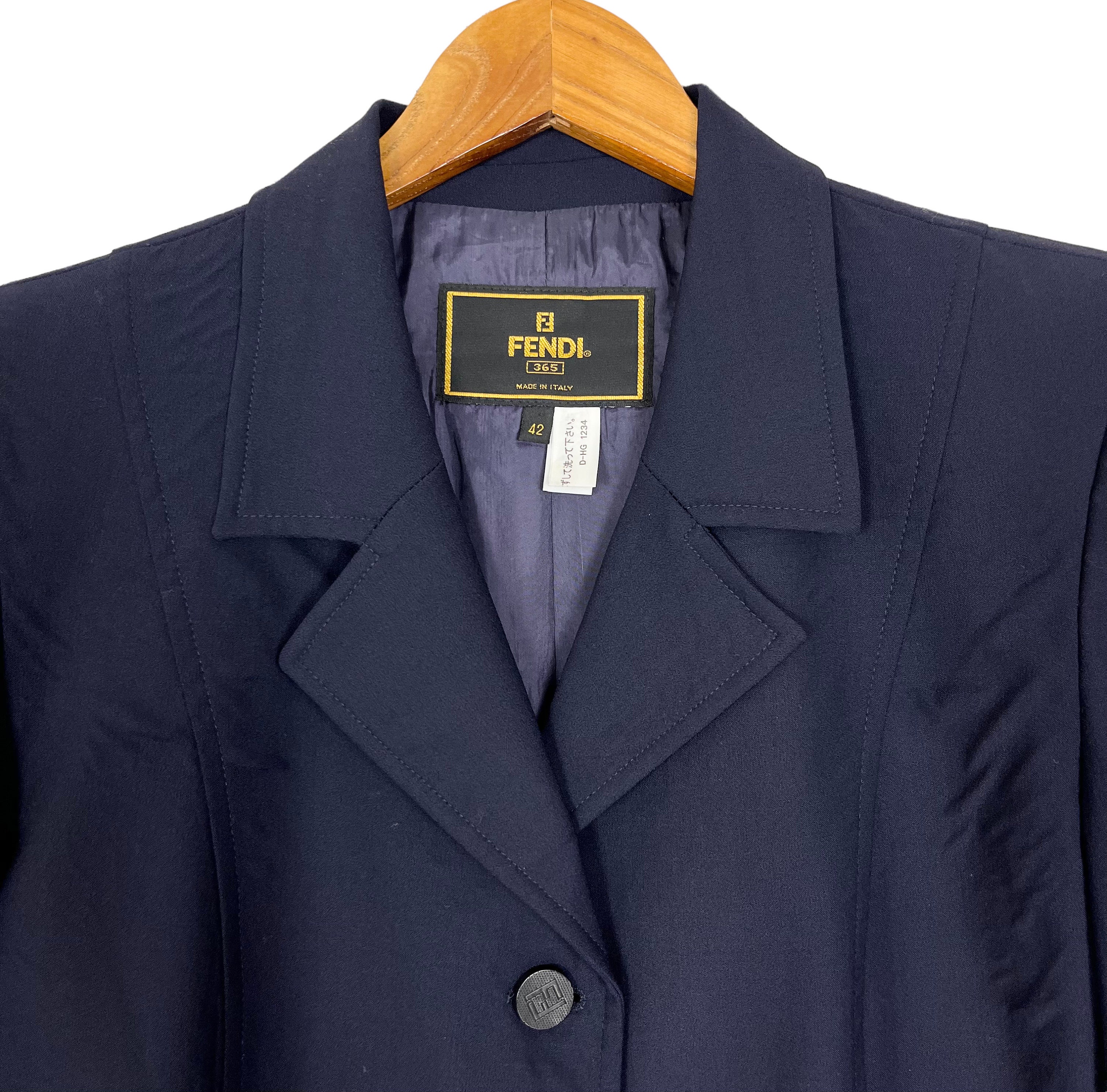 Vintage 90s Fendi Blazer Jacket Navy Blue Size 42 Made in Italy - Etsy 