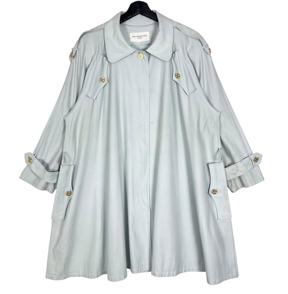 Balenciaga, Vintage Balenciaga Women Coat Greyish Blue Size 9 Made in Japan
