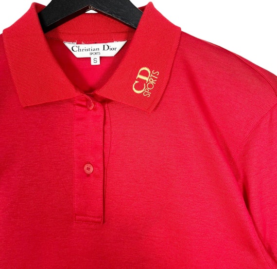 Vintage 90's Christian Dior Long Sleeve Polo Shirt Red Size Small