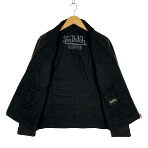 Von Dutch Zip Up Cotton Motorcycle Jacket Black Size Medium image 5