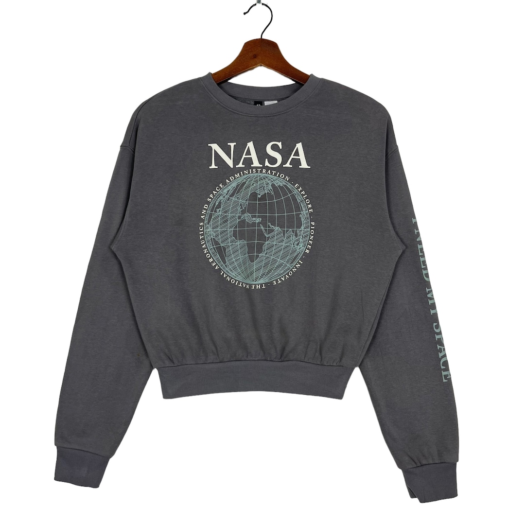 H M NASA Pullover Jumper Crewneck Cropped Sweatshirt Grey Colour Size Extra Small XS Etsy