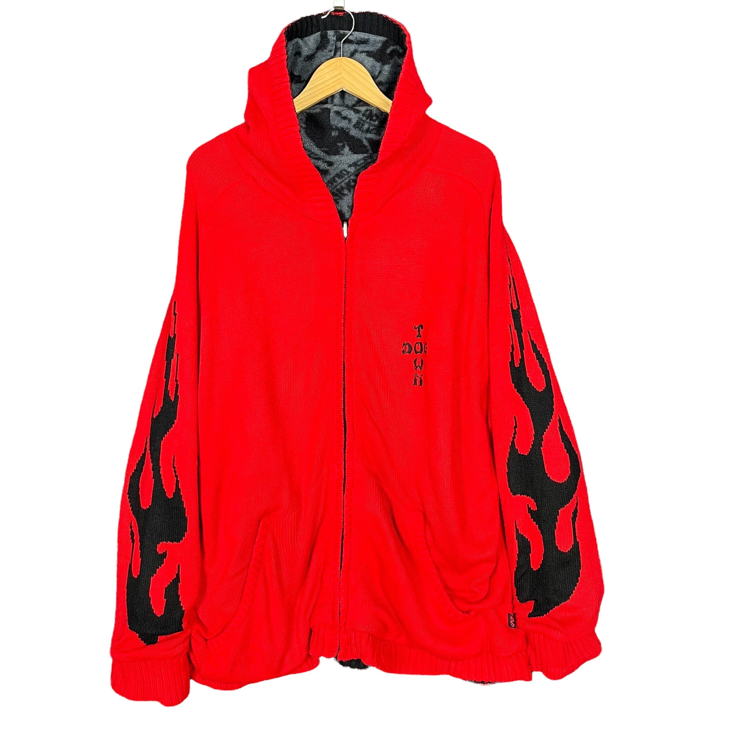 Dogtown Streetwear Skates Brand Reversible Knit Fleece Jacket Red