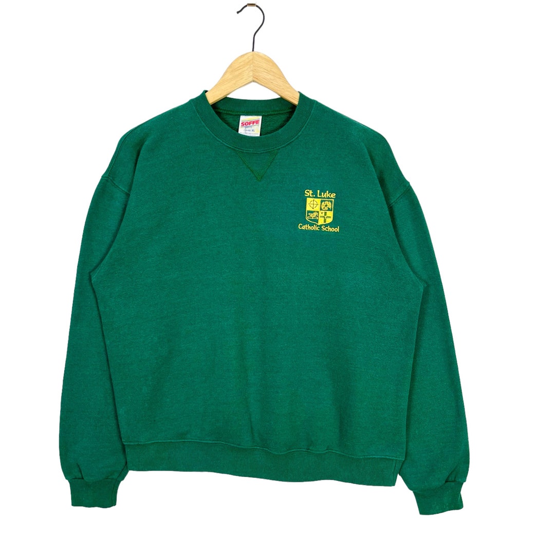 Felpa vintage anni '90 della scuola cattolica di Luke, colore verde