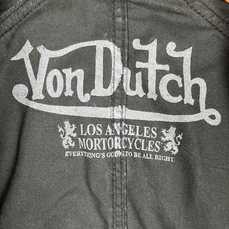 Von Dutch Zip Up Cotton Motorcycle Jacket Black Size Medium image 6