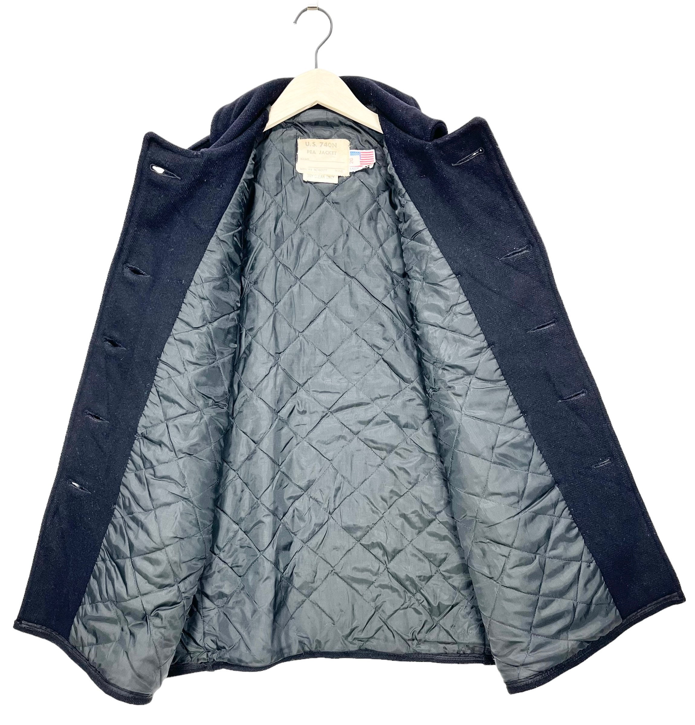 Vintage 90's MFG by Schott US740N Pea Jacket/coat Navy Blue Size