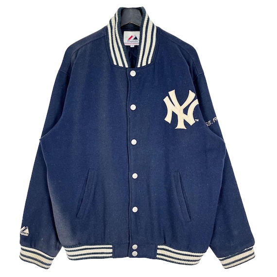 Vintage 90's Majestic MLB NY Yankees Wool Baseball Jacket Snap