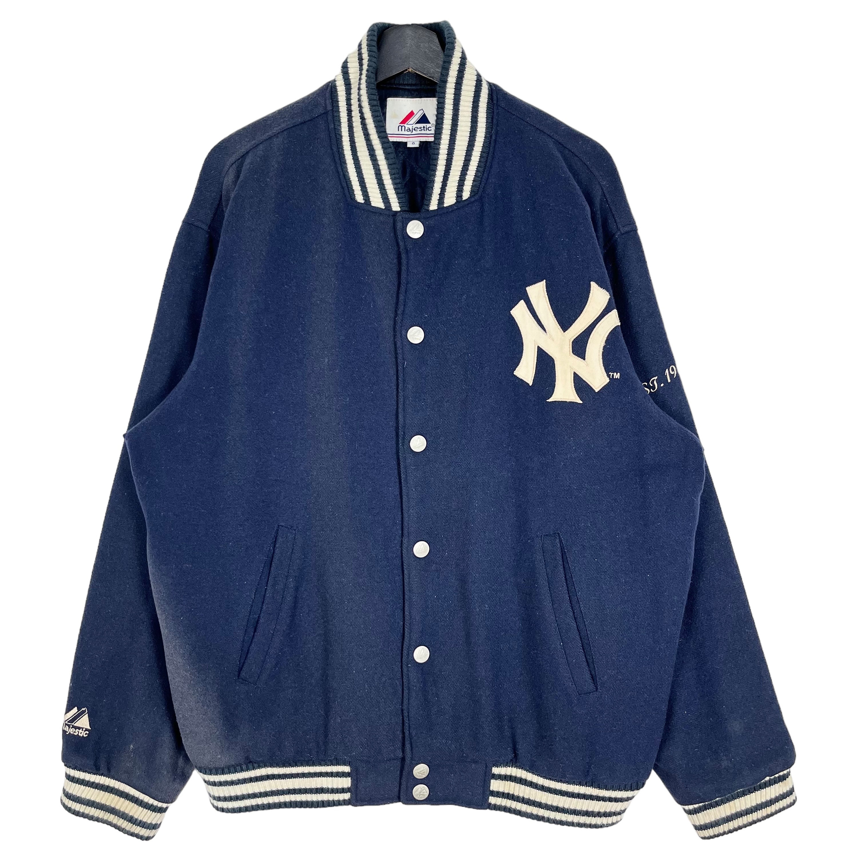 Vintage 90's Majestic MLB NY Yankees Wool Baseball Jacket Snap