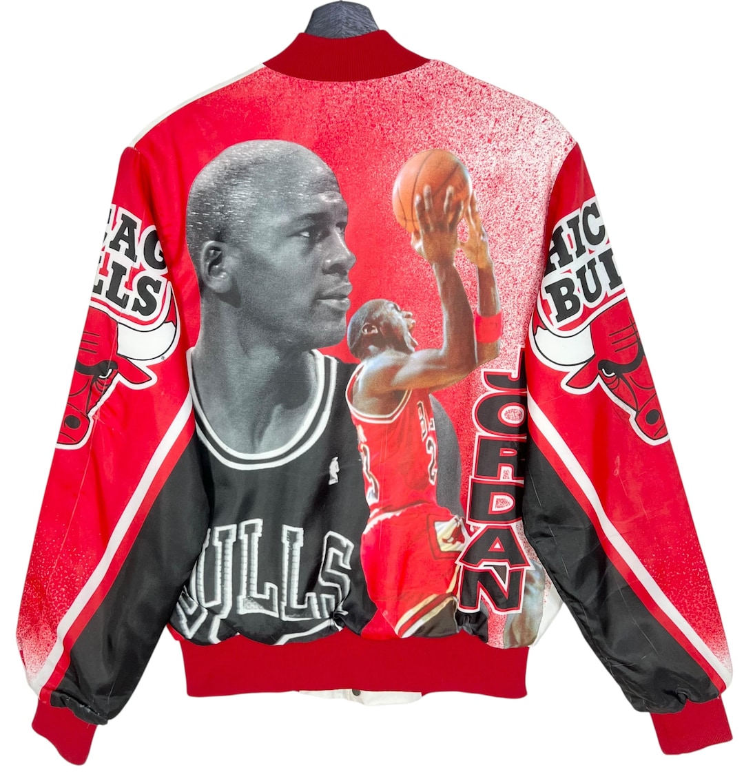 Vintage 80s Chicago Bulls Michael Jordan Over Print Jacket Snap