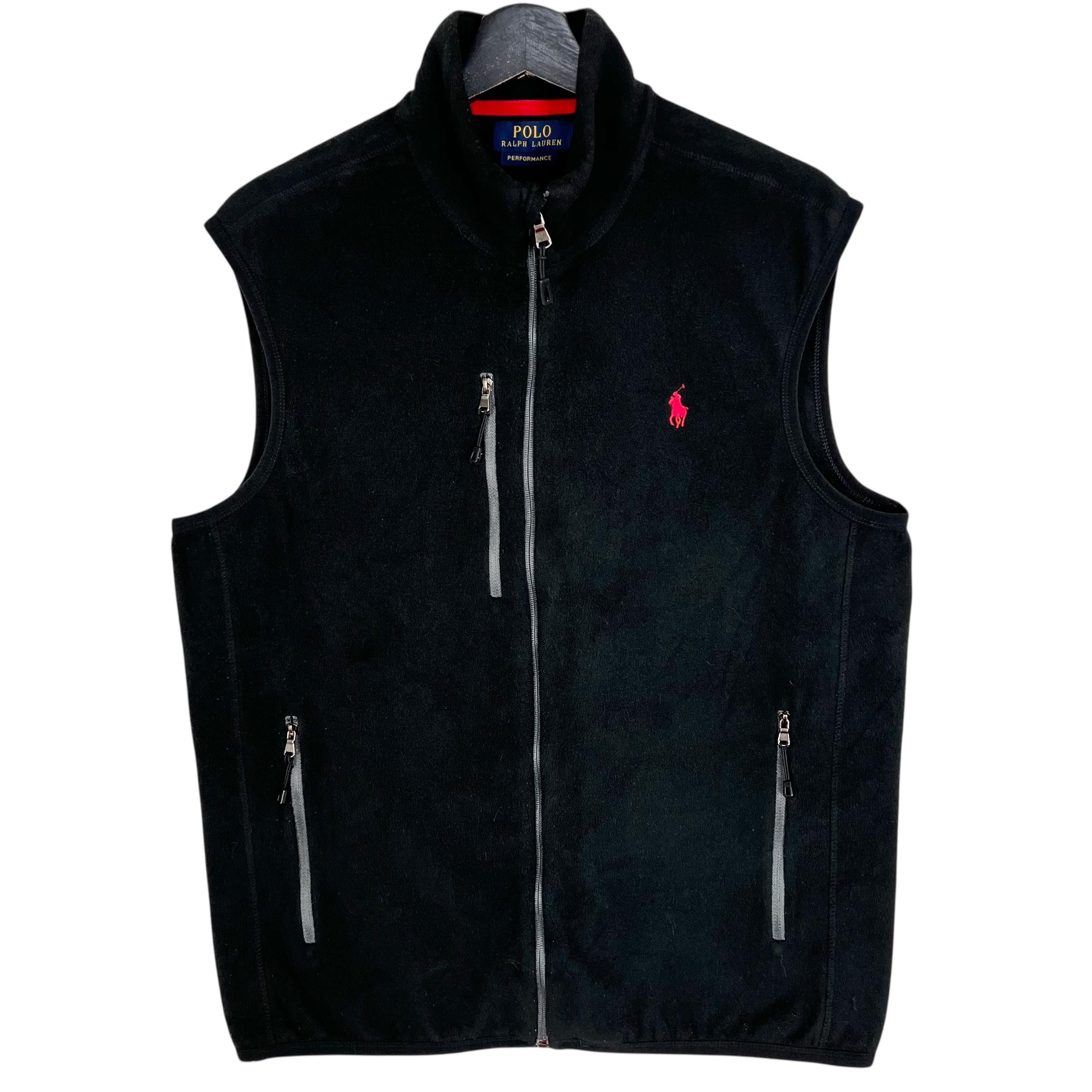 Polo Ralph Lauren Performance Fleece Vest Jacket Zipper Black Size