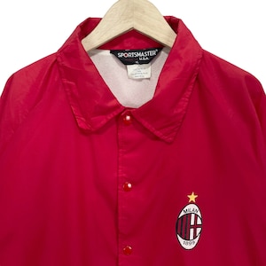 Vintage 80’s AC Milan Italy Football Club Windbreaker Sports Master Coach Jacket Red Size Extra Large Made in USA