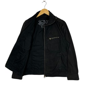 Von Dutch Zip Up Cotton Motorcycle Jacket Black Size Medium image 4