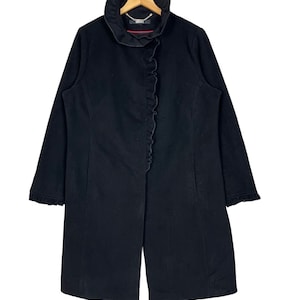 DKNY Donna Karan New York Cashmere Trench Coat American Designer Luxury Brand Black Color Size Medium Made in Guatemala