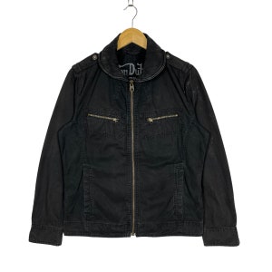 Von Dutch Zip Up Cotton Motorcycle Jacket Black Size Medium image 1