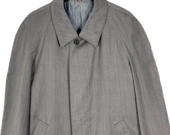 Vintage YSL Yves Saint Laurent Pour Homme Men's Trench Coat Gray