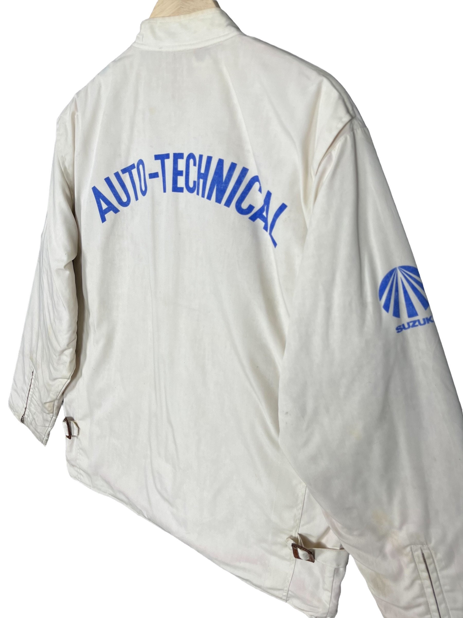 Vintage 90's Suzuki Zipper Track Jacket White Size Large Made in