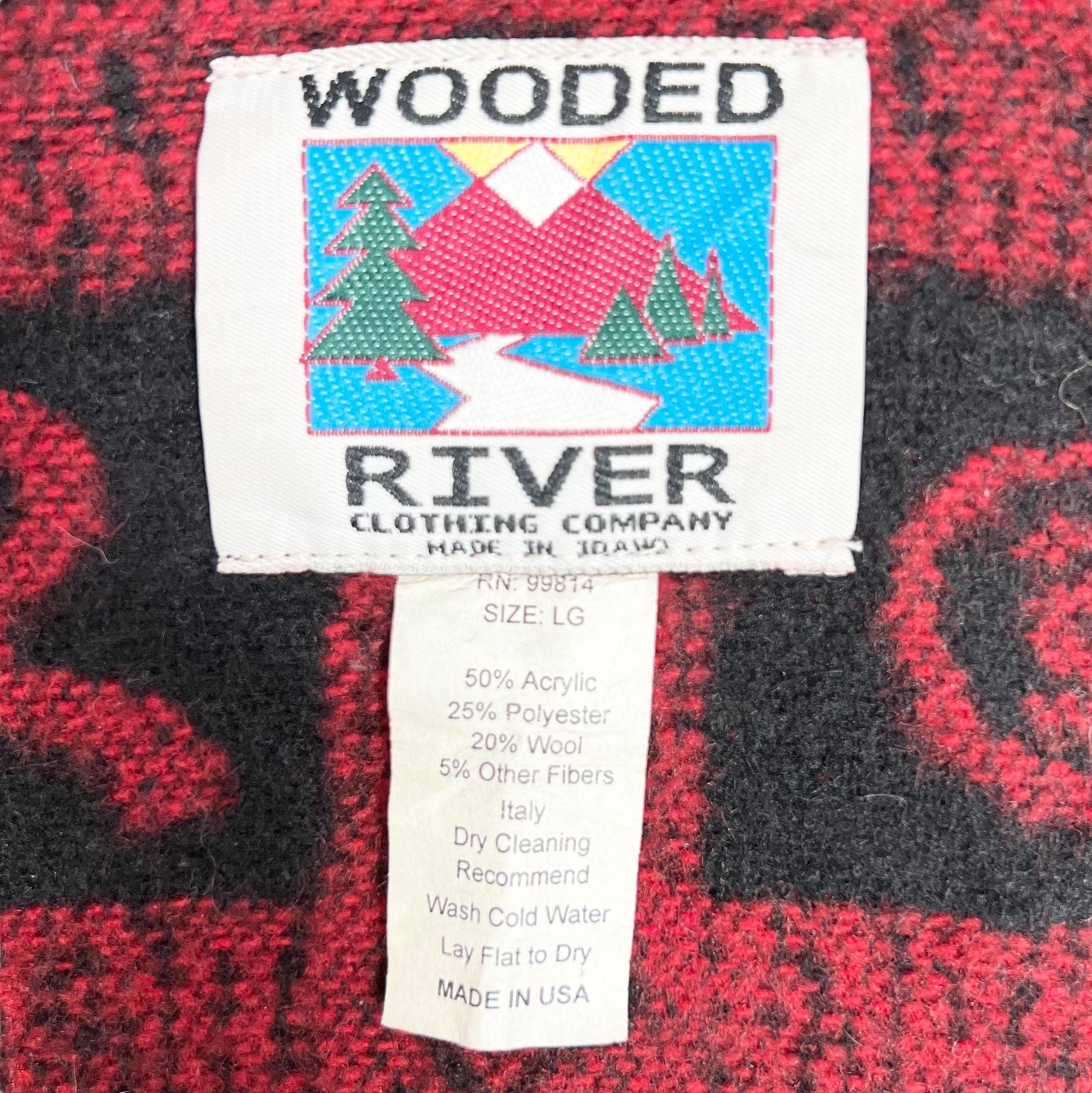Vintage Wooded River Full Print Wool Jacket Women Size L Made in 