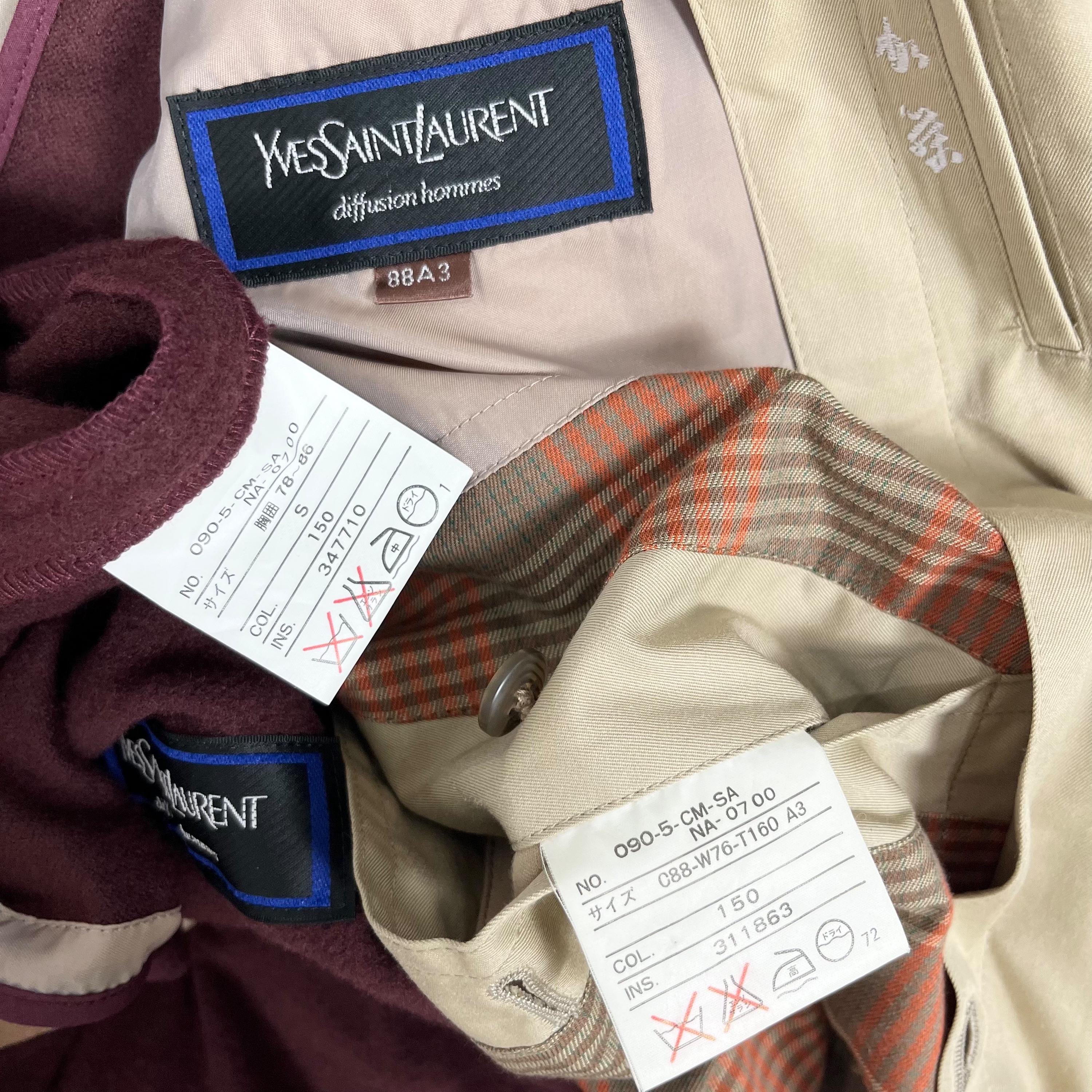 YSL Yves Saint Laurent Diffusion Hommes Trench Coat Men Beige