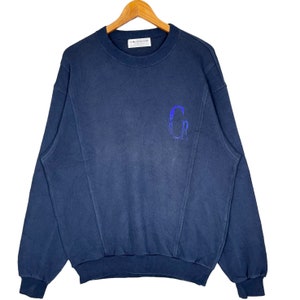 Cerruti 1881 Sport by Nino Cerruti Crewneck Small Embroidery Logo Navy Blue Size Medium Made in Italy