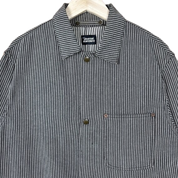 Journal Standard Hikori Striped Denim Chore French Jacket Dark