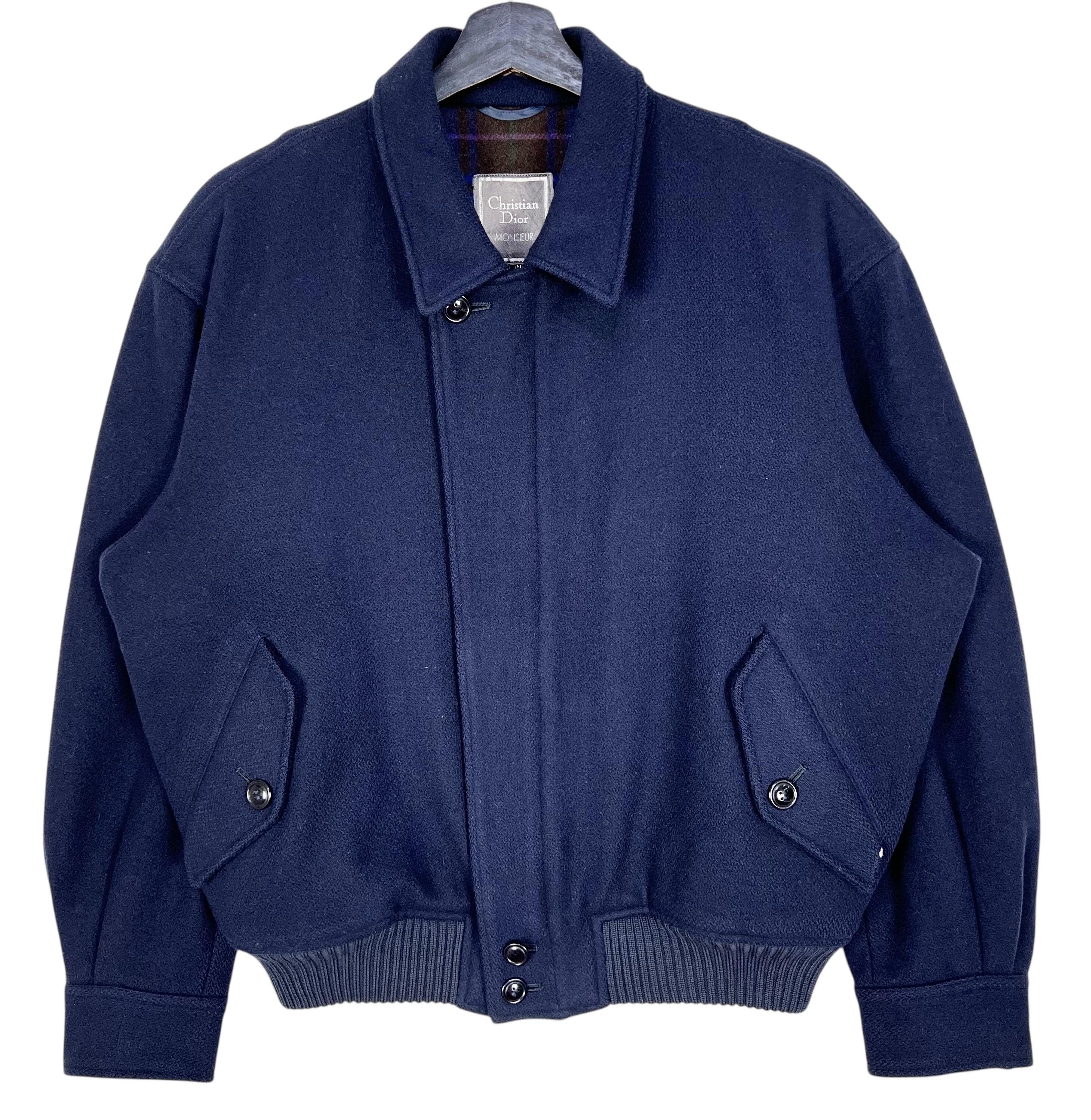 Vintage 90s Christian Dior Monsieur Wool Harrington Bomber Jacket