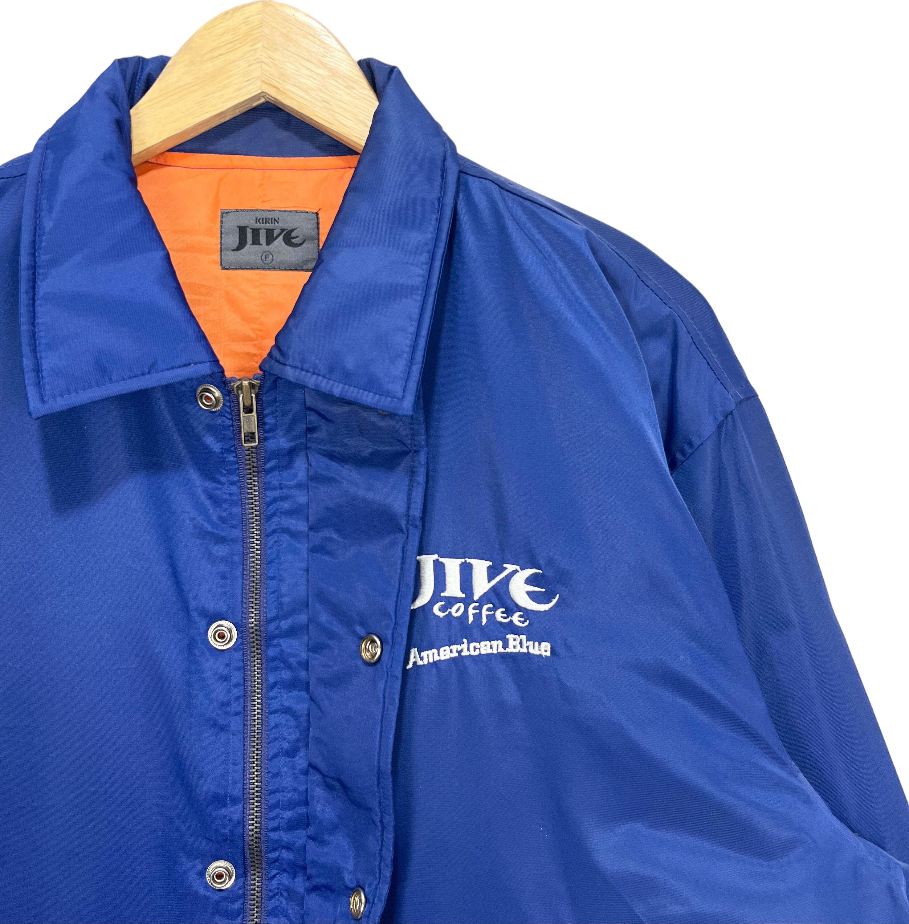 Vintage Kirin Jive Coffee Embroidery Big Logo Coach Jacket Blue