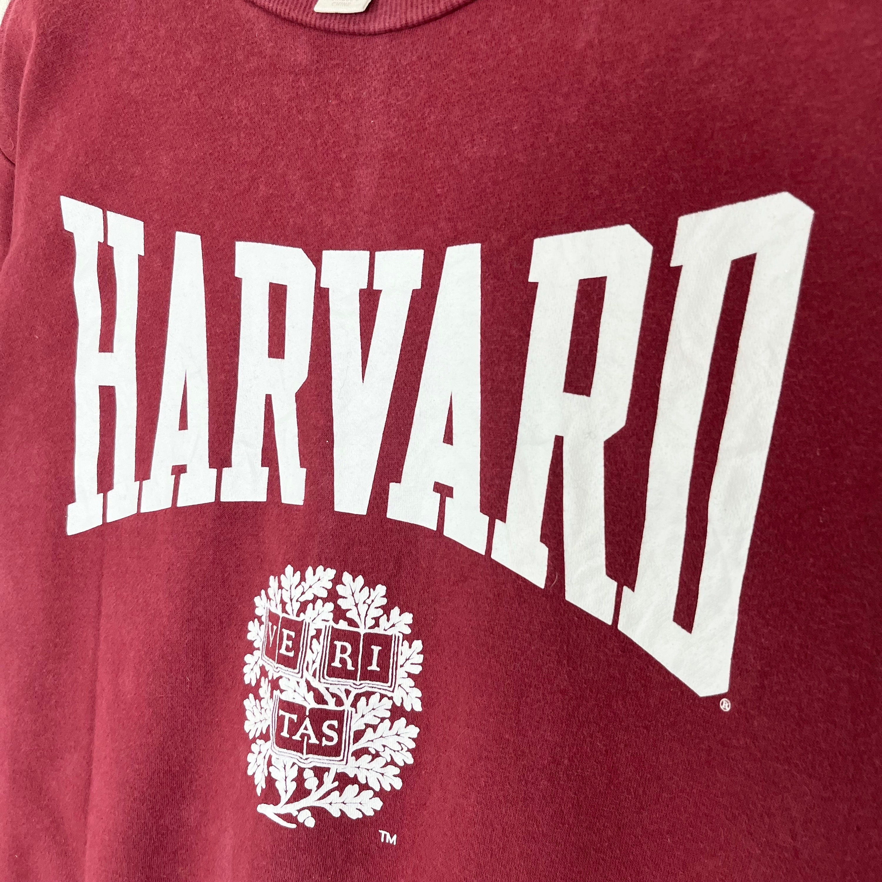 H M Harvard University Big Logo Design Crewneck Sweatshirt Maroon Size Small