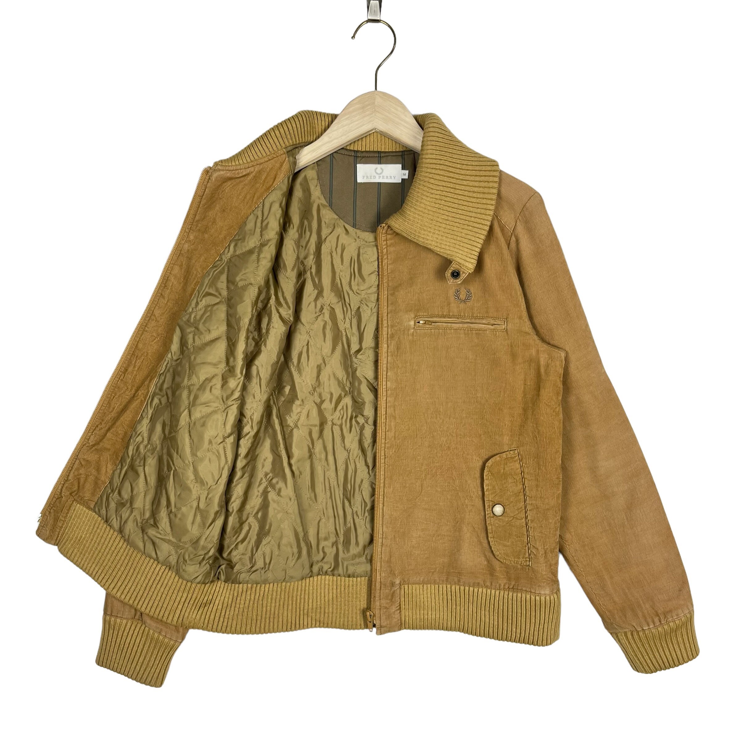 Fred Perry Corduroy Women Zip up Jacket English Designer Brown