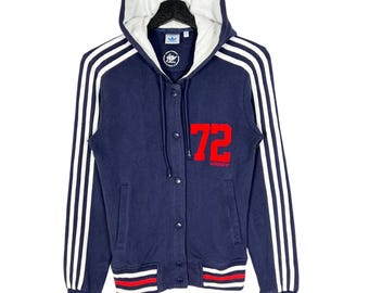 Giacca Adidas da donna con cerniera, in cotone, taglia S, colore blu.