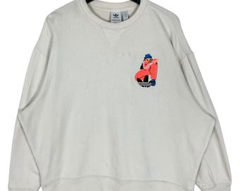 Vintage 1990s Adidas Logo Fleece Quarter Zip Sweater / Made in 