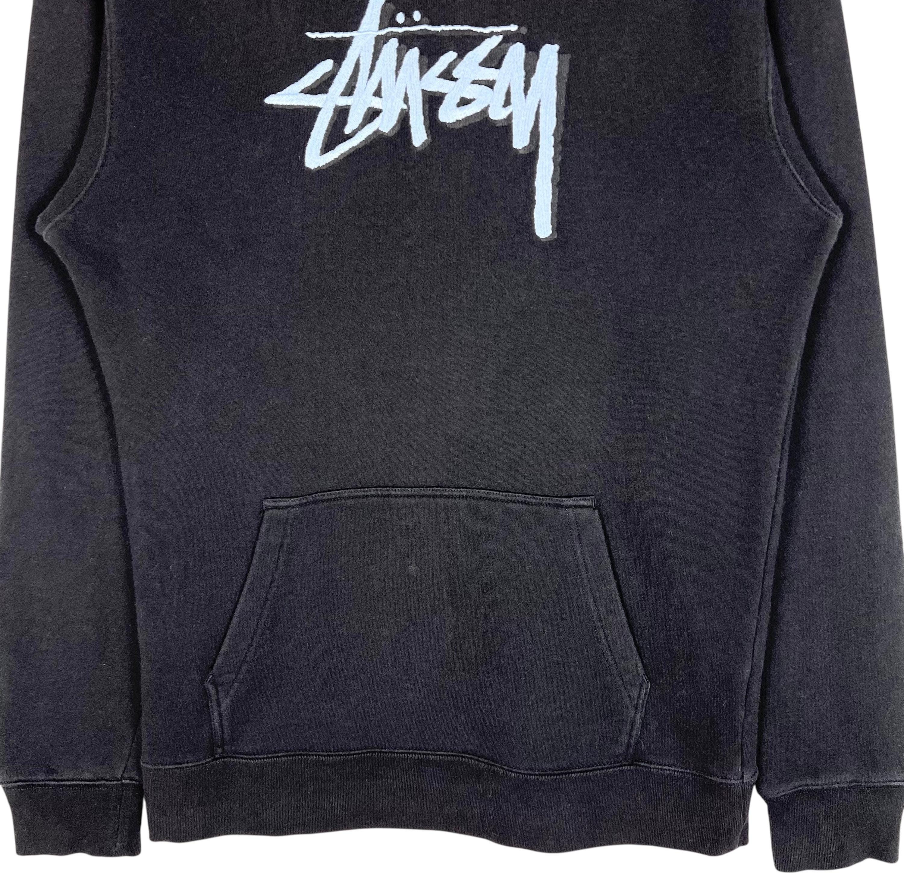 Stussy Laguna Beach CA Pullover Hoodie Embroidery Big Logo Black 