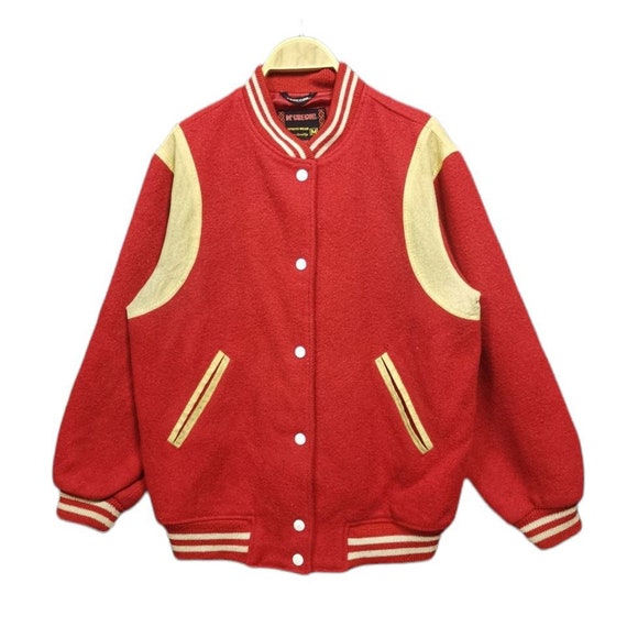 Vintage 90s Mcgregor Varsity Jacket Wool Red Color Size Medium