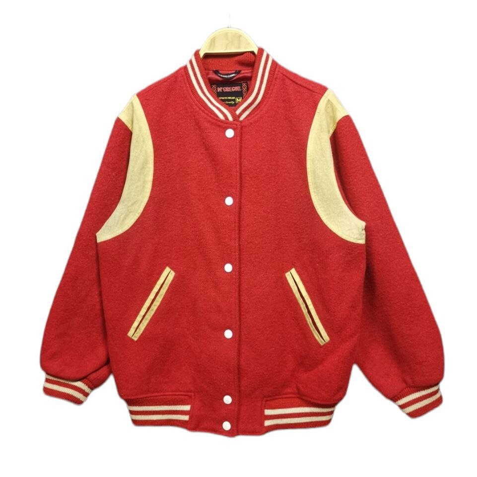 Vintage 90s Mcgregor Varsity Jacket Wool Red Color Size Medium Made in Japan Etsy Ireland