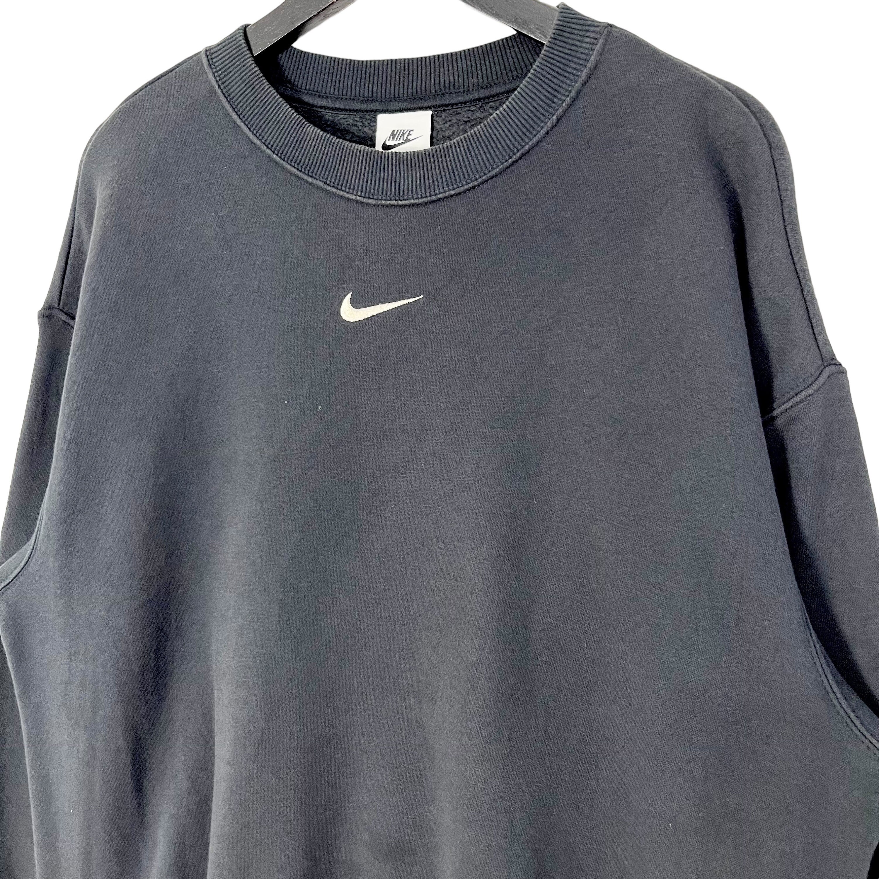 Nike Centre Swoosh Crewneck Sweatshirt Jumper Black Size XL
