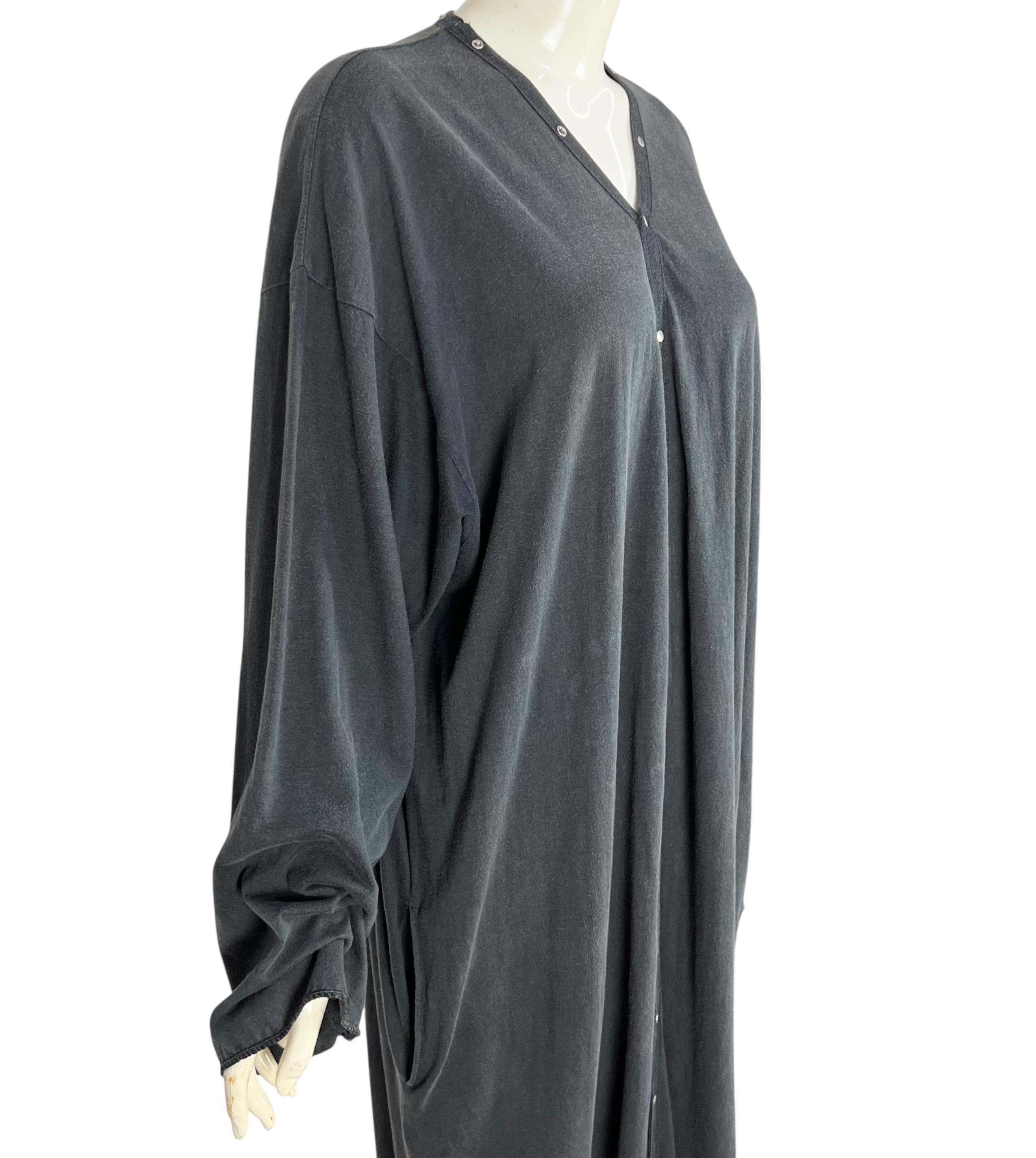 Vintage 80s Yohji Yamamoto Super Blue Snap Button Cotton Dress