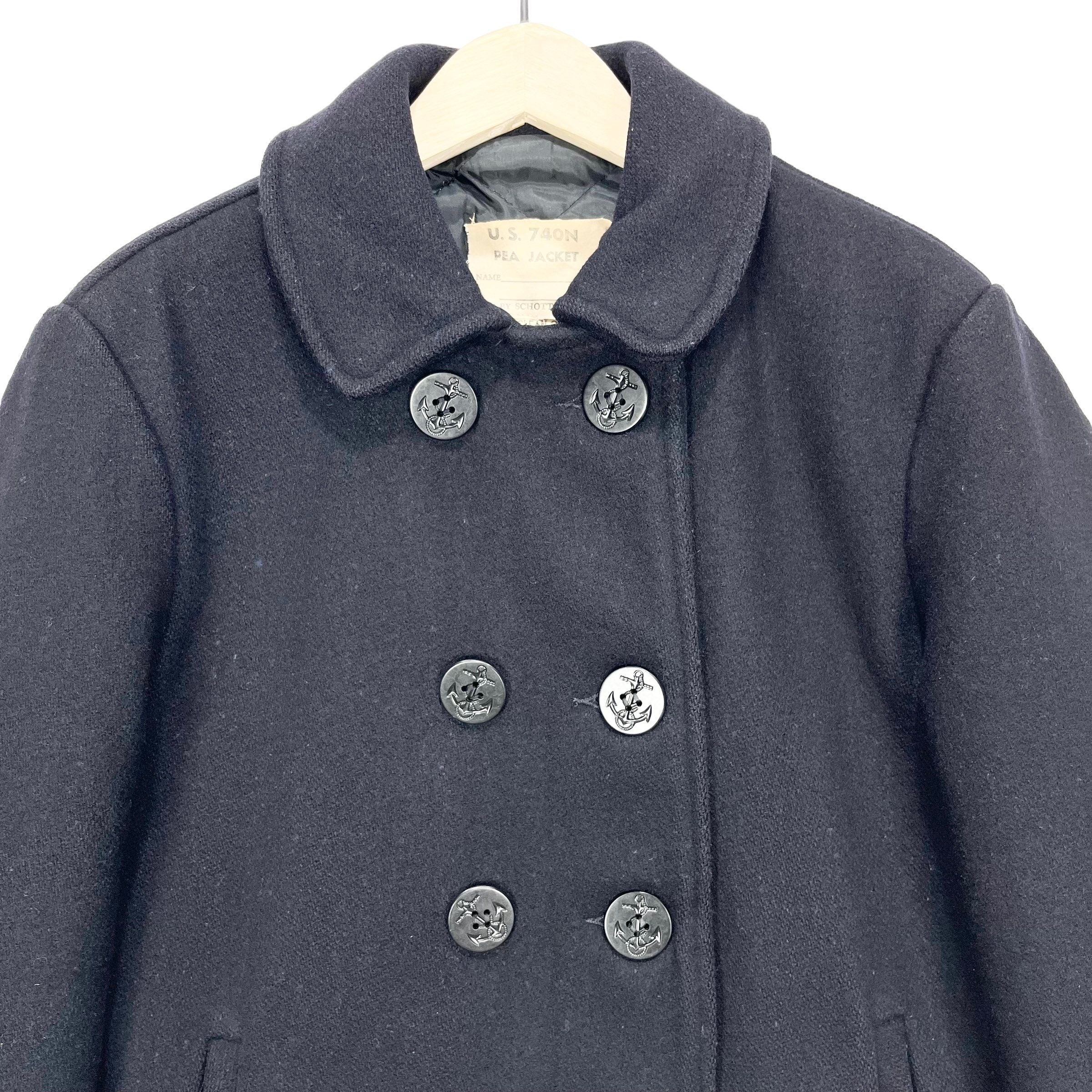 Vintage 90's MFG by Schott US740N Pea Jacket/coat Navy Blue Size