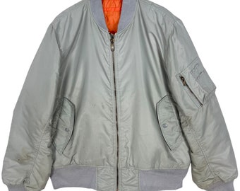 Vintage Bomber Jacket 2XL 80s MA-1 Reversible Black Zip - Etsy