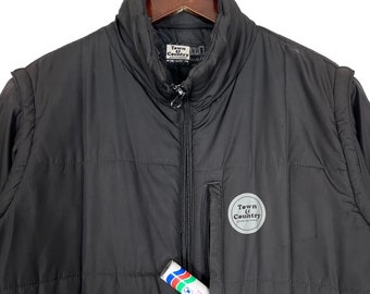 T&C Town and Country Detachable Sleeve Zipper Puffer Jacket