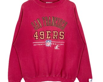 Vintage 90-tals NFL San Francisco 49ERS Broderad tröja Storlek M Rödbrun Tillverkad i Mexiko