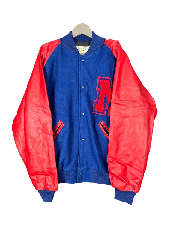 90'S GAME Padded Sleeve Leather Wool Button Varsity Jacket Made in USA Men's XXL Vintage /eaa498565