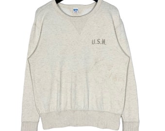 vintage U.S.Navy Sub Division 62 Crewneck Sweatshirt couleur crème petite taille fabriqué en Chine